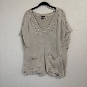 Massimo Dutti Woman's Cream Knit Tunic Coastal Boho Cottage Core‎ Cotton Linen